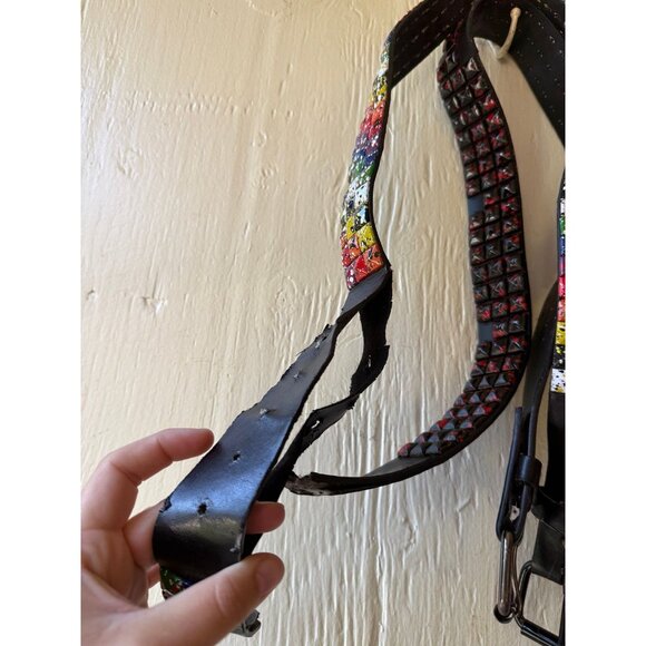 Lot of 2 Studded Punk Rock Belts – Splatter Paint & Red/Black - Picture 7 of 12